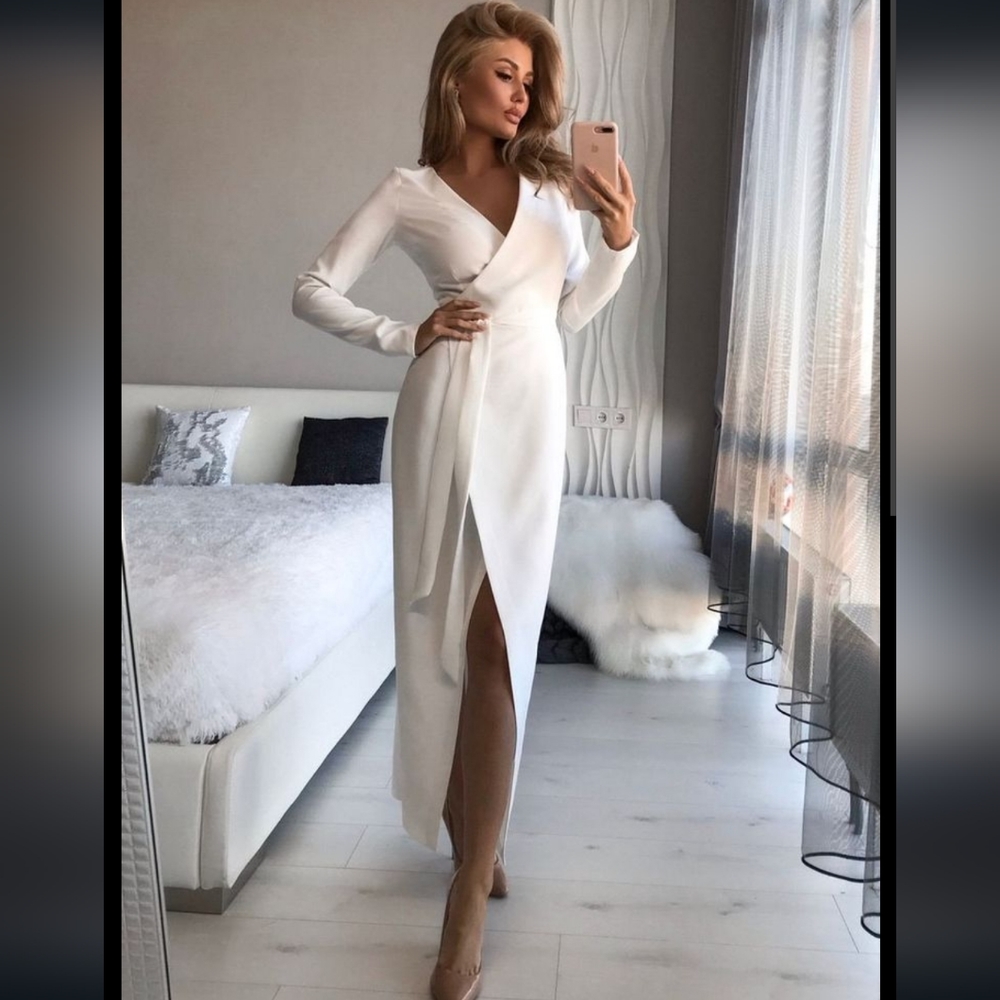 New CBR white wrap dress maxi